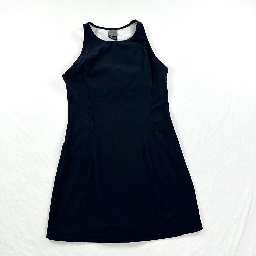 Nike Tennis Dress Womens Small Dri Fit Sleeveless Bodycon Mini Stretch Black